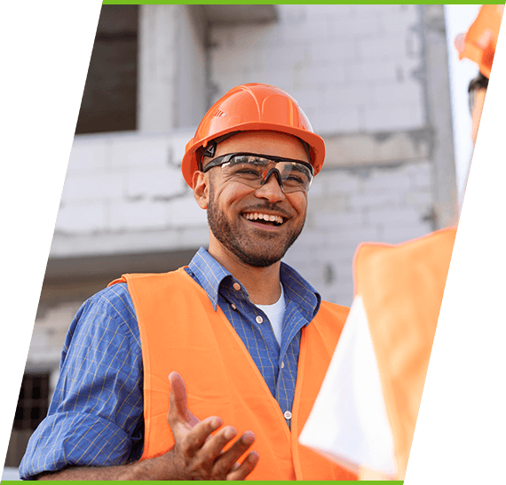 Construction worker smiling